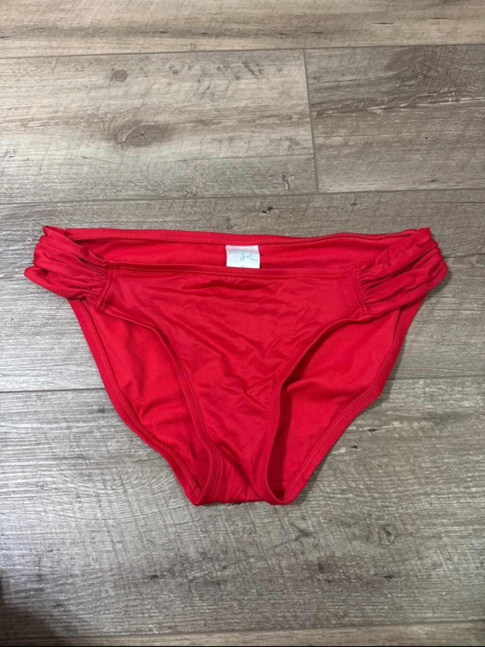 Kona Sol Red Women's Bikini Bottom with Side Ruching